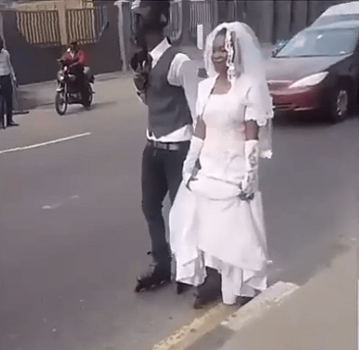 Checkout These Cute Photos Of Couple Skating To Their Wedding Reception Venue