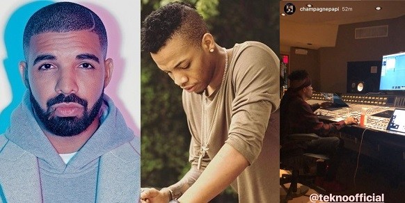 Drake shares picture of Tekno in his studio working on a track...... Rumors say Drake just signed Tekno!