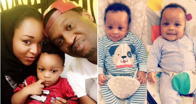 Paul Okoye shares cute family photo with his twins and son.