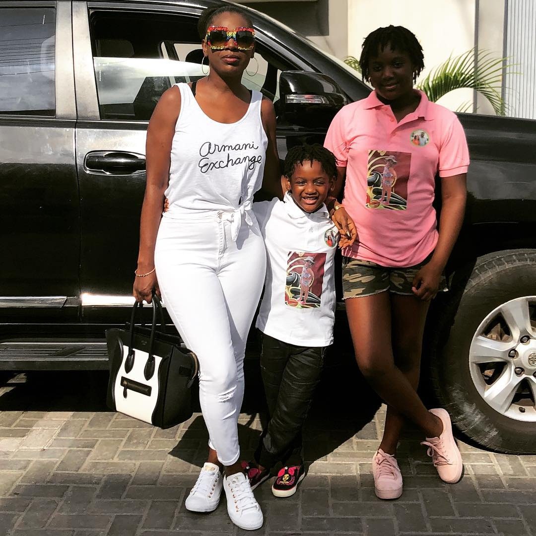 Actress Annie Idibia steps out with her beautiful girls (Photos)