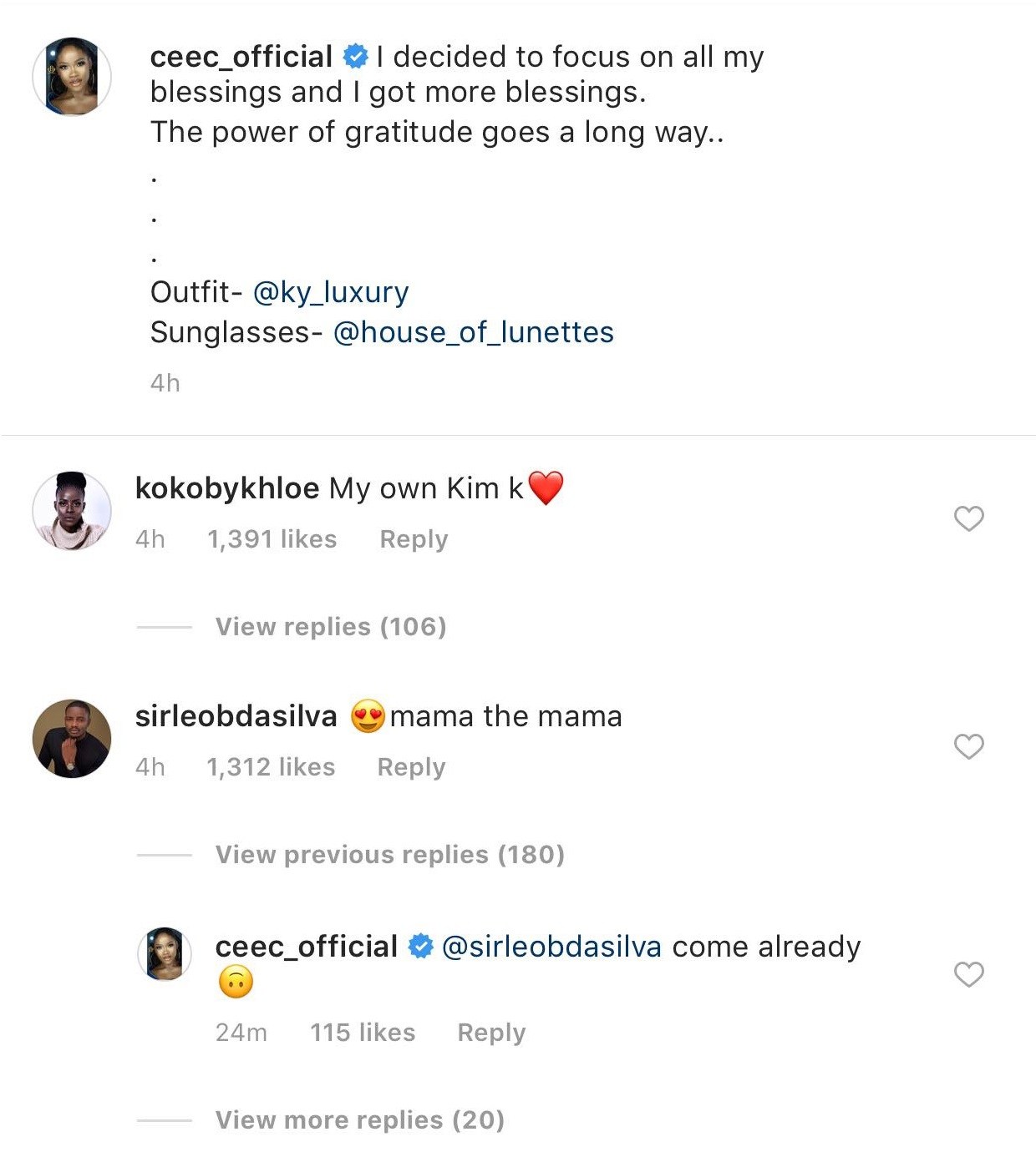 'My own Kim K' - BBNaija's Khloe reacts to a stunning CeeC in yellow jumpsuit