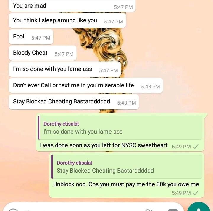 Lady finds out her man is cheating after checking the quantity of his sperm. (Whatsapp screenshot)