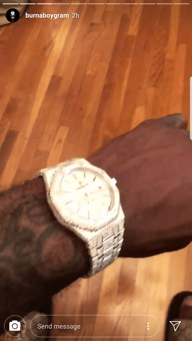 Burna Boy splashes whooping $65k (N23m) on diamond encrusted Audemars Piguet wristwatch (Photos)