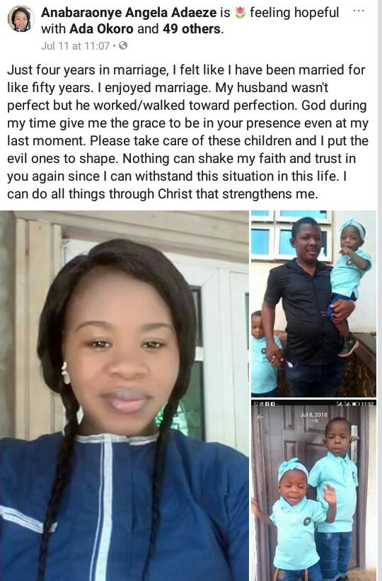 Nigerian Lady narrates how her husband died after returning from Sunday service