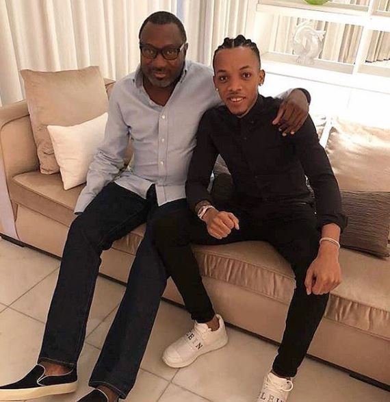 Femi Otedola shares adorable photo with Tekno, calls him his son