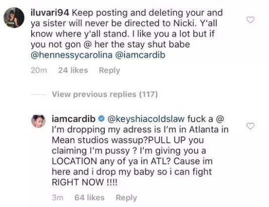 Cardi B threatens to drop her baby and fight an online Hater