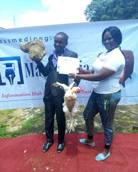 Best graduating student receives yam tuber, live chicken as prize