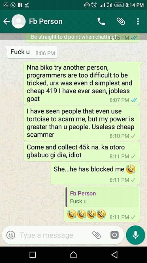 Hilarious Whatsapp conversation between a Nigerian developer and a scammer