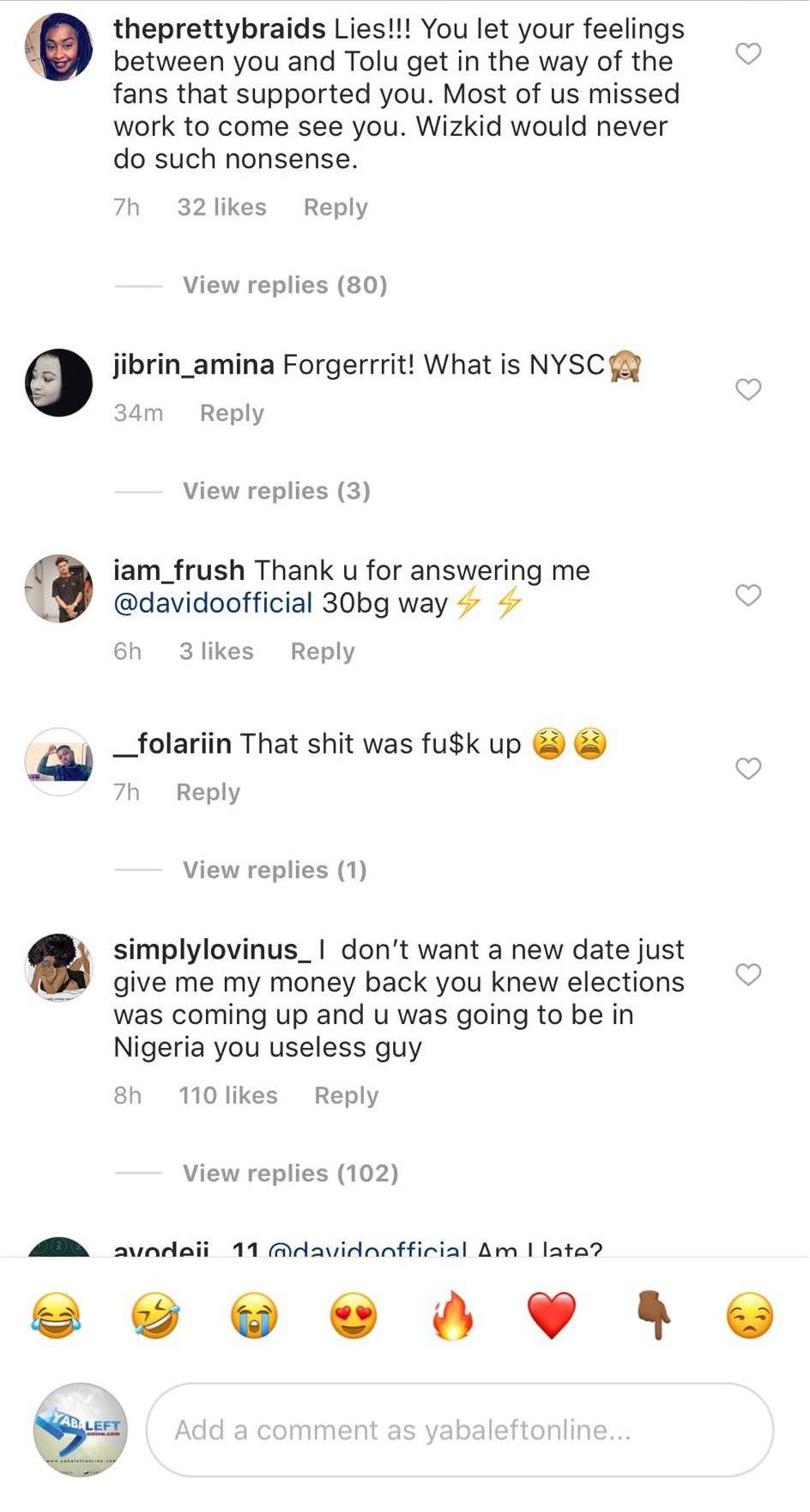 US Fans blasts Davido for canceling his tour over NYSC