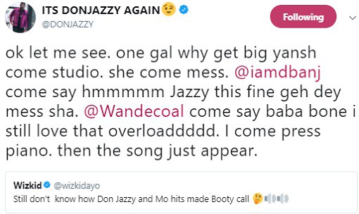 Hilarious Reply Don Jazzy Gave Wizkid After He Asked How The Song 'Booty Call' Was Made.