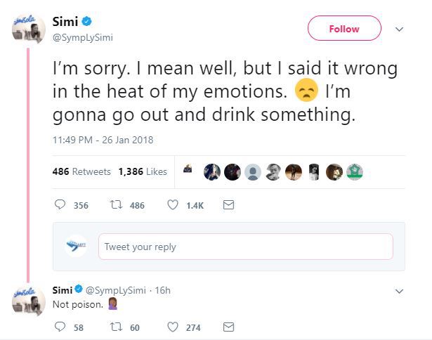 Simi apologizes, forced to delete her post in support of Dorcas after Nigerians dragged her!