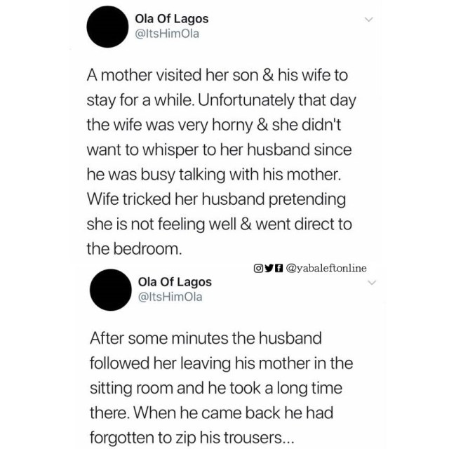 Hilarious conversation between mum and her son after he and his wife thought they'd tricked her to go and have s3x