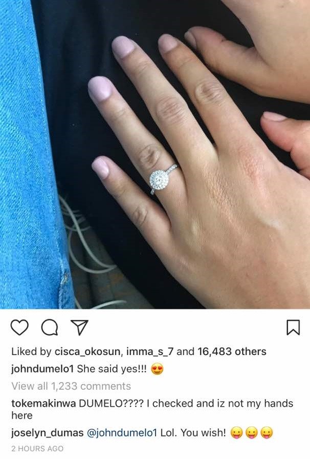 'She said yes' - John Dumelo is Engaged.... Toke Makinwa reacts