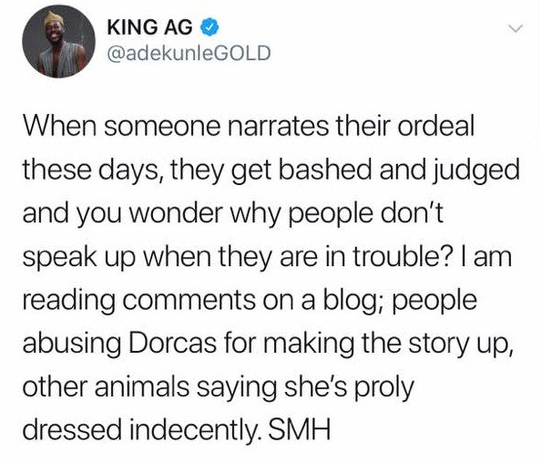 Adekunle Gold reacts to Dorcas Fapson's alleged kidnap & rape story