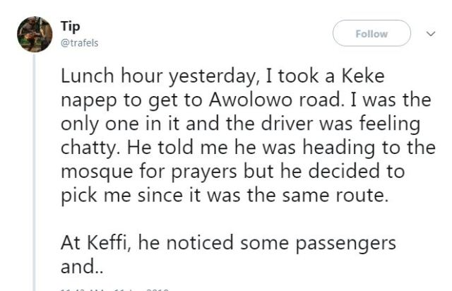 Man shares hilarious encounter with a Keke Driver in Lagos
