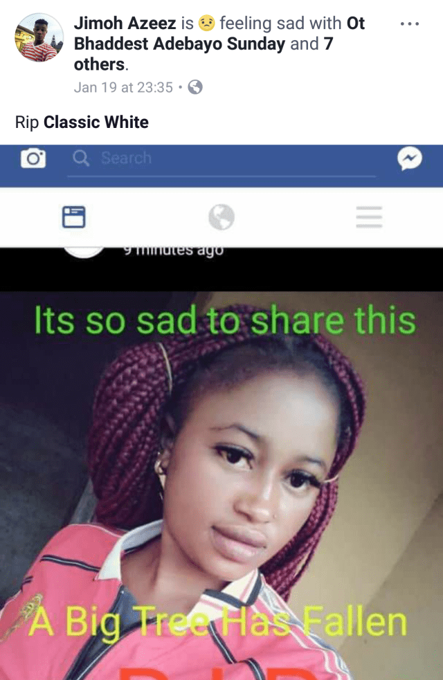 Facebook Lady, Classic white dies mysteriously.. and her friends are blaming 'yahoo boys'