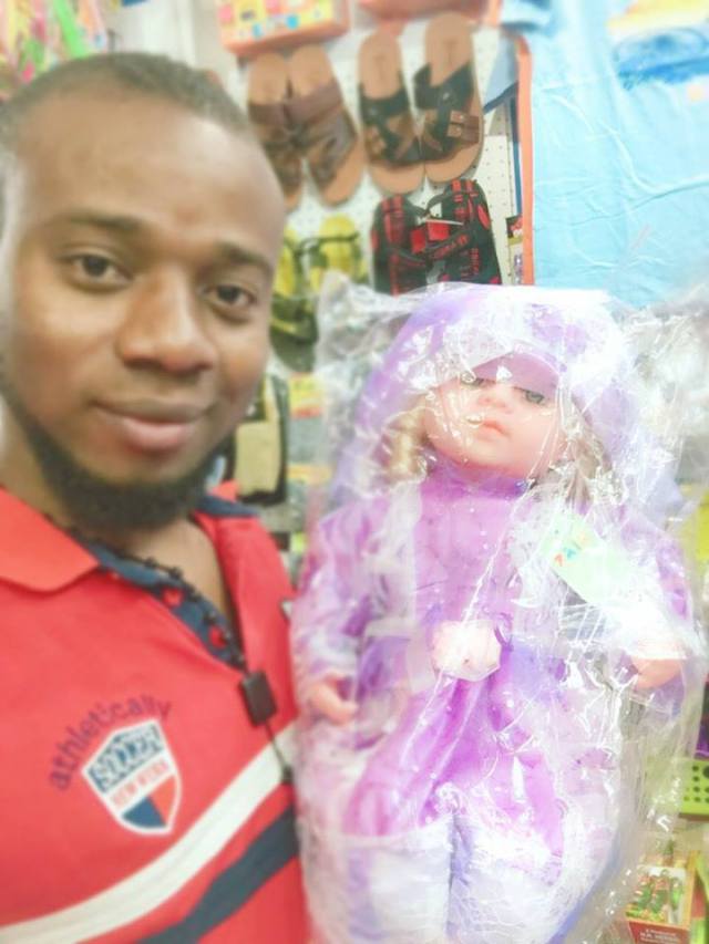 Nigerian guy buys 'baby doll', says he can't afford the N800,000 adult one..
