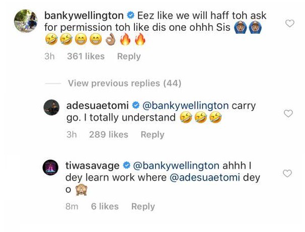 Lol... Banky W asks for permission from wife to like a photo of Tiwa Savage... She responds, Tiwa responds