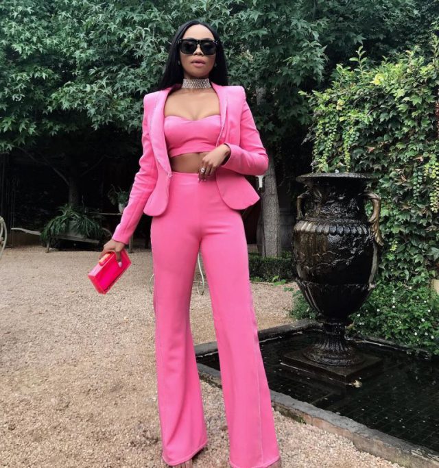 Bonang Matheba rocks pink pant (photos)