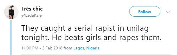 Alleged serial rapist who beat up Unilag girls before raping them, caught yesterday, in the school