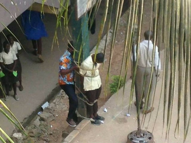 Secondary school student Tied To A Pillar By Teacher As Punishment (Photos)