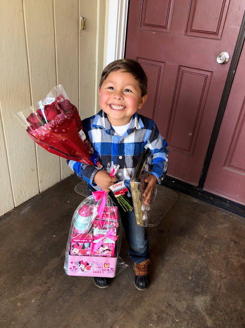 Moment when a cute Little boy took Valentine presents to his 'girlfriend'