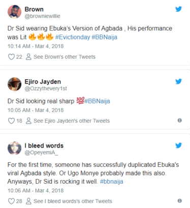 #BBNaija: Nigerians React As Dr. Sid Performs In Replica Of Ebuka's Agbada