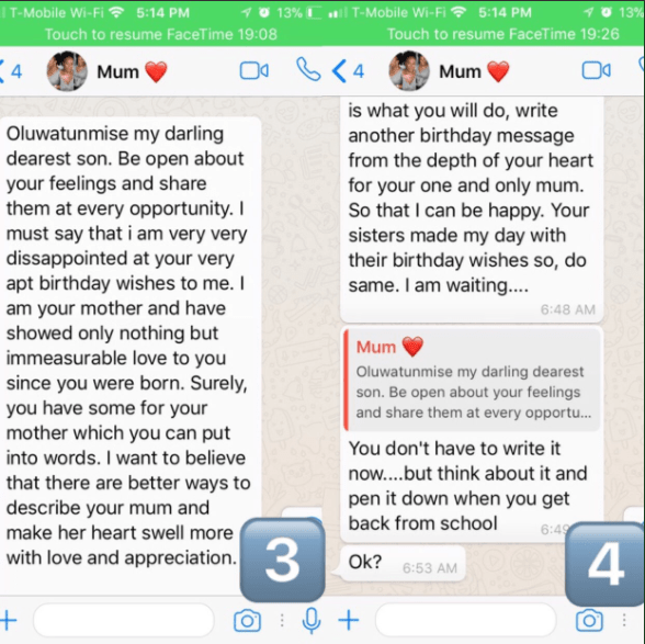 Hilarious Whatsapp Conversation Between A Mother And Her Son On Her Birthday.