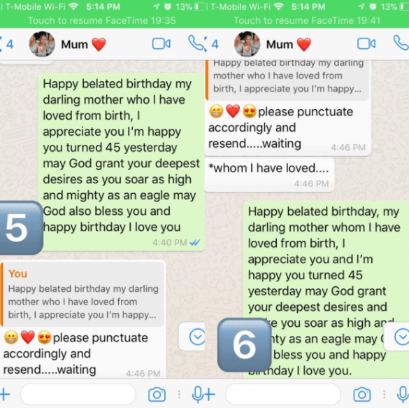 Hilarious Whatsapp Conversation Between A Mother And Her Son On Her Birthday.