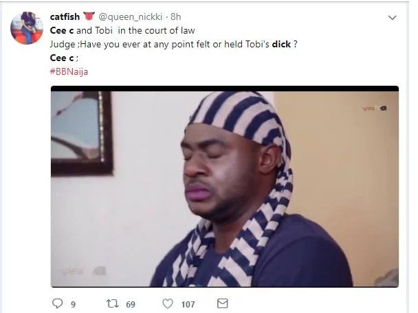 Twitter Nigeria reacts to video of Tobi accusing Cee-C of hand grabbing his d*ck under the duvet (Screenshots)