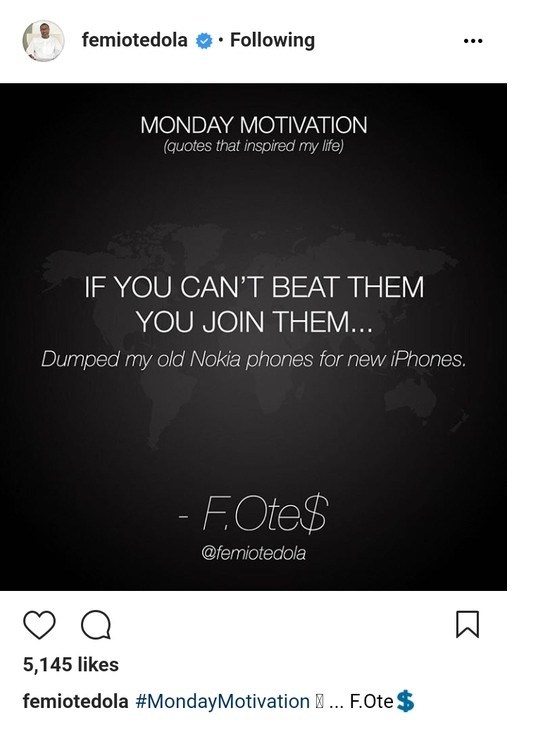 Femi Otedola Dumps His Nokia Phones For iPhone, reveals why
