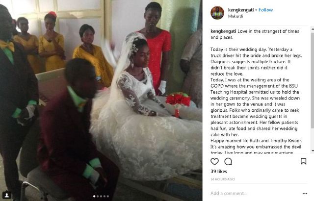 Power Of Love: Nigerian Lady Marries In Benue Hospital, a day after she was hit by a truck.