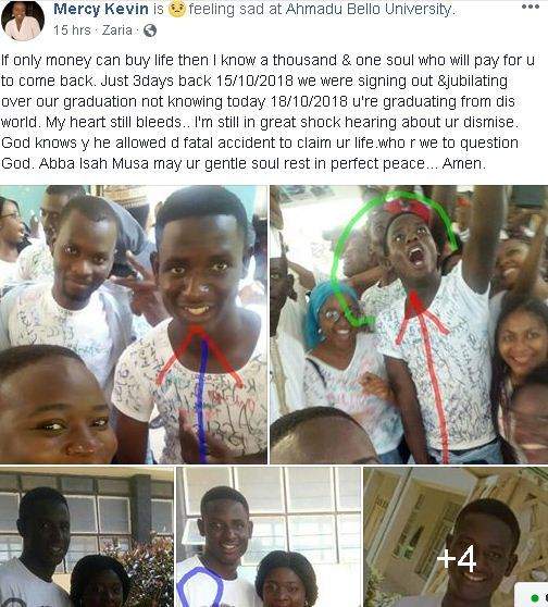 'I'm coming home' - Fresh graduate of ABU writes before dying in accident on his way home