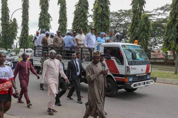 Osun Election: Saraki leads PDP protest to INEC Secretariat