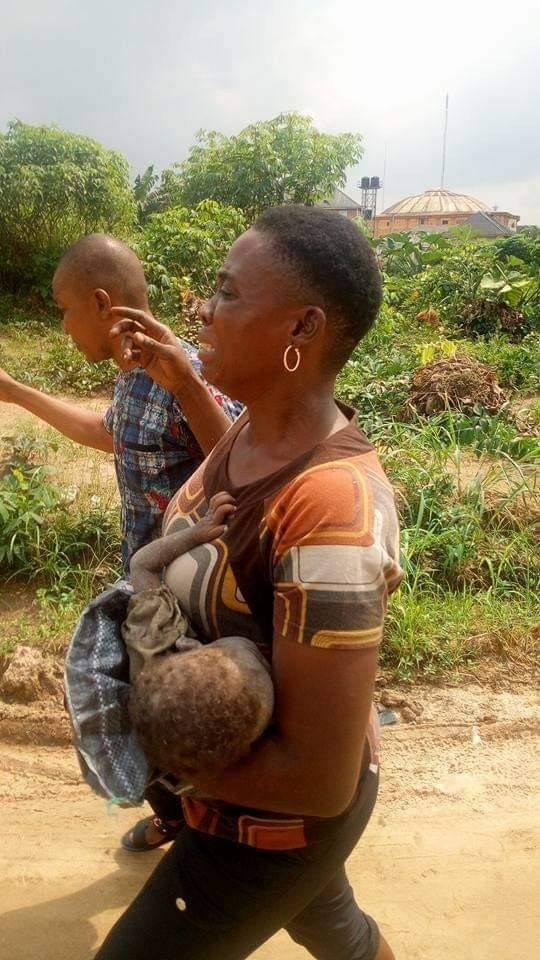 Suspected female kidnapper abducts little girl, ties her up inside bag of cement in Rivers (Photos)
