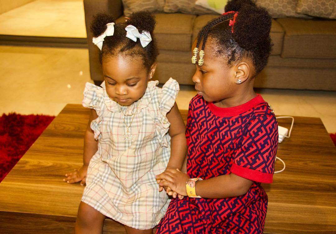 Adorable new photos of Davido's baby mamas with their daughters