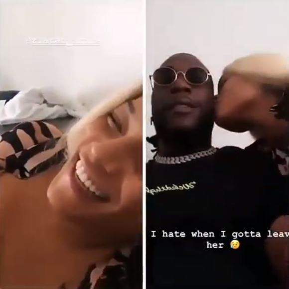 Burna Boy and his babe, Stefflon Don lock lips in deep passionate kiss (Video)