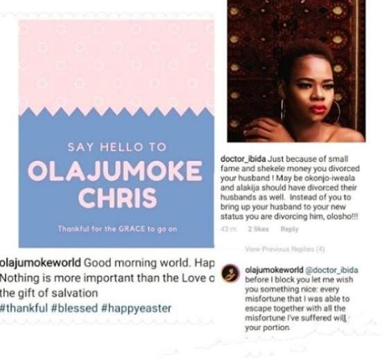 Olajumoke confirms separation from her baby daddy, places curse on a fan who called her a prostitute