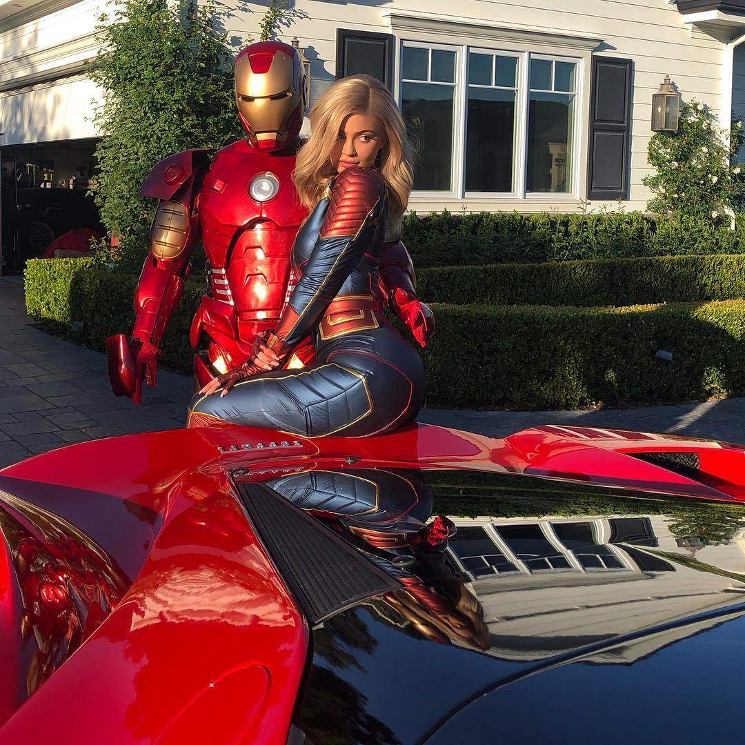 Travis Scott, Kylie Jenner and their baby, Stormi step out in Avengers-themed outfit (Photos)