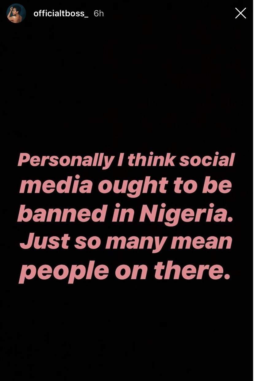 BBNaija's TBoss calls for the ban of Social Media in Nigeria