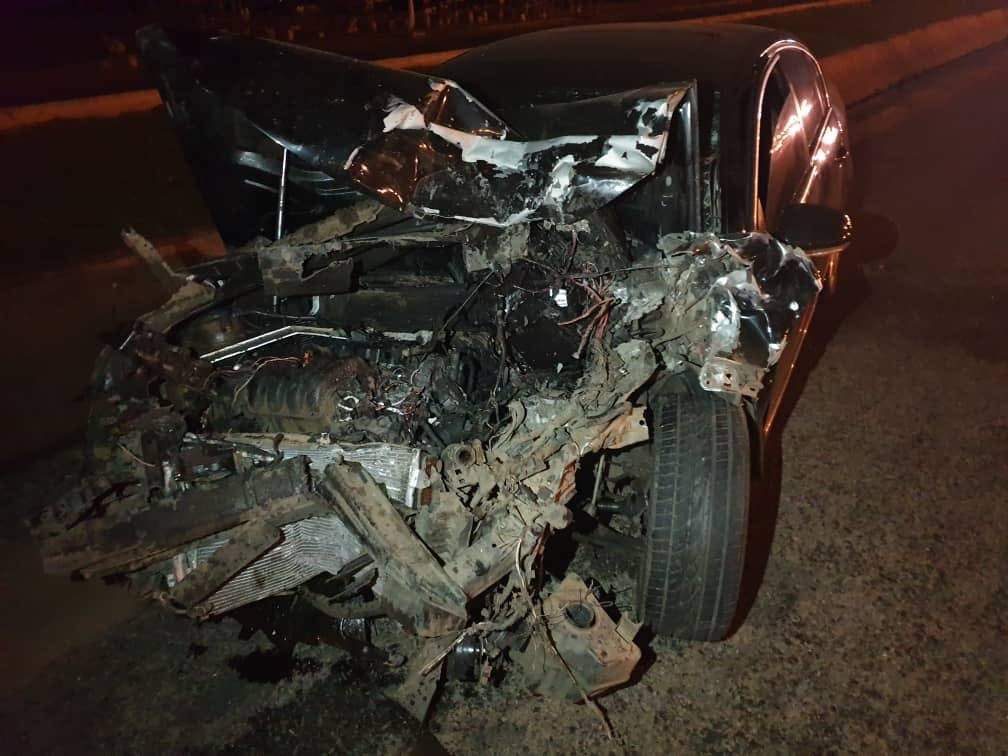 Nigerian man grateful to God after he survived an accident that wrecked his car