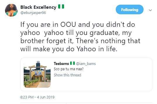 Lady crowns OOU as the headquarters of Yahoo Boys in Nigeria.