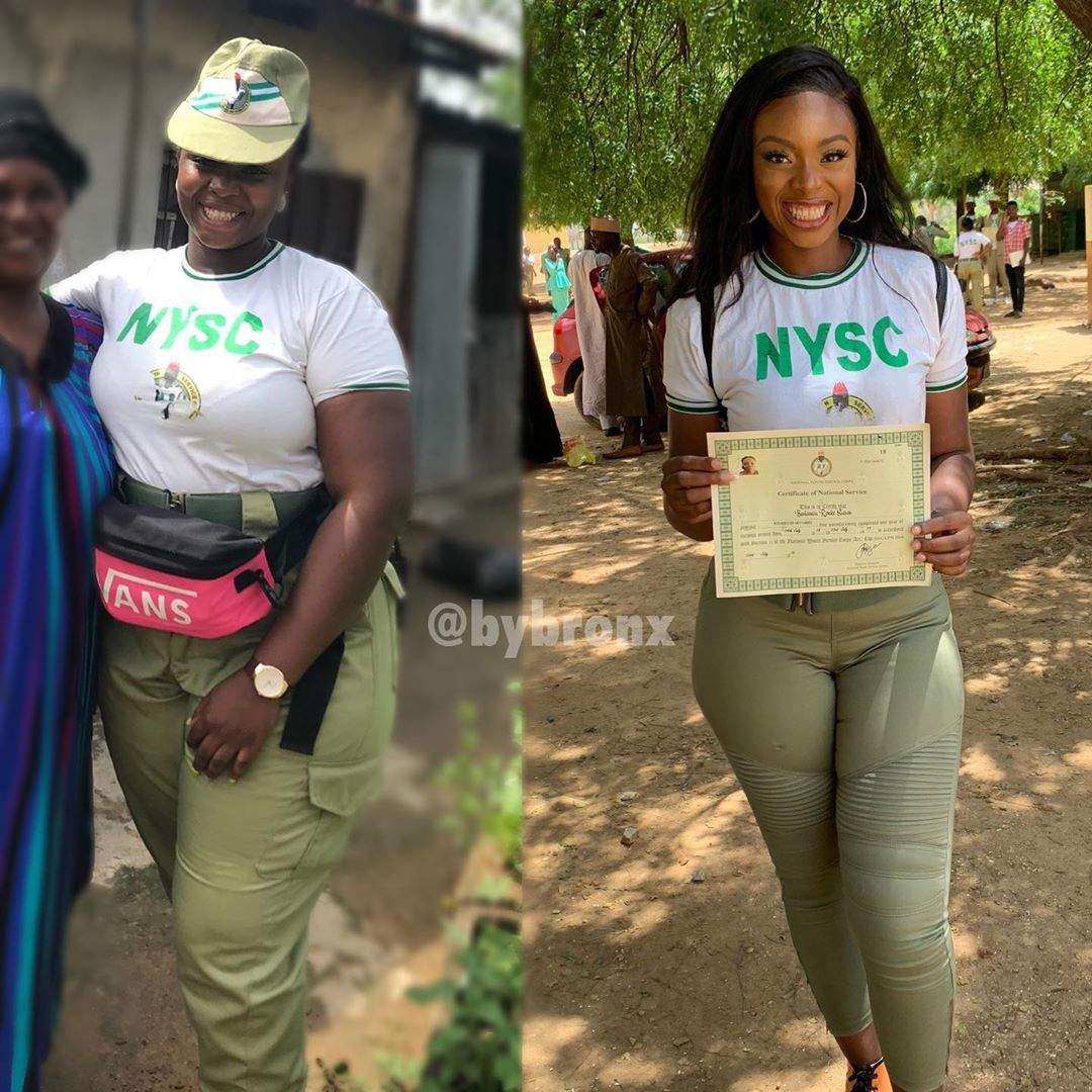 Shocking weight Loss: How Nigerian Lady started NYSC vs How she ended (photos)