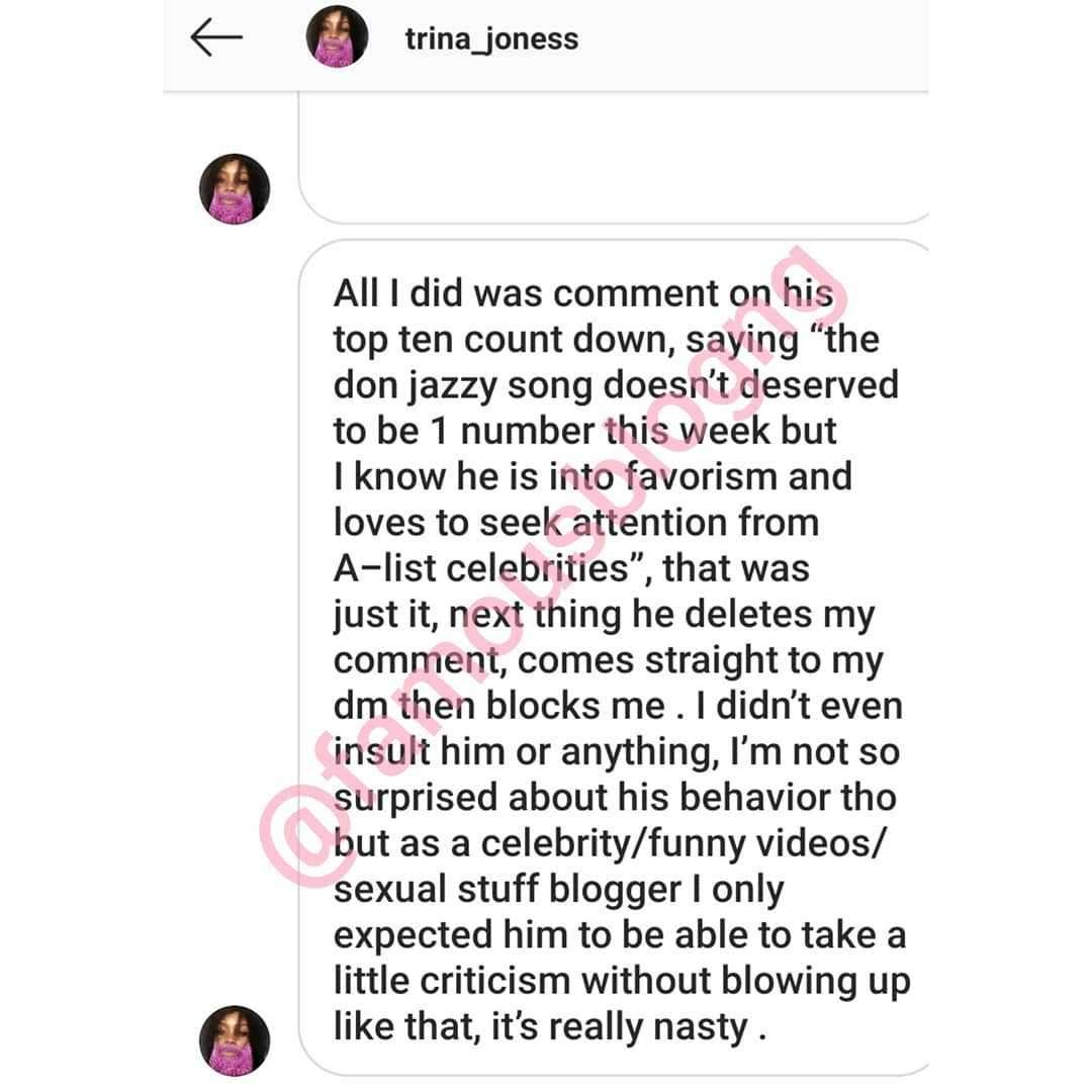 'God punish your prostitute mother wherever she is' - Nigerian Instagram entertainer, Tunde Ednut attacks follower