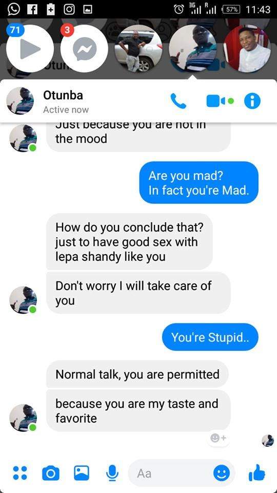 Nigerian lady exposes man who stormed to her DM to demand for sex