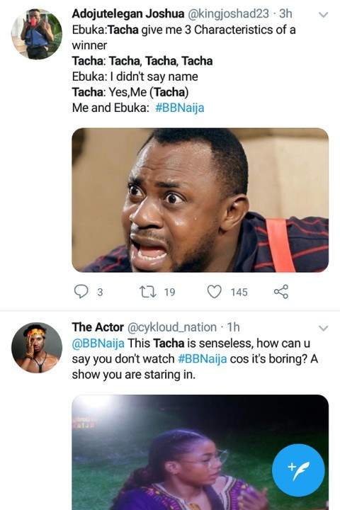 #BBNaija 2019: Nigerians react hilariously to Ebuka's questions for Tacha during Sunday's live show