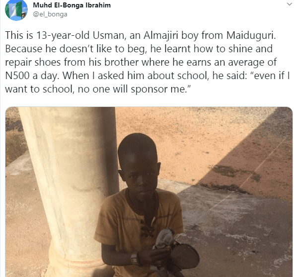Kaduna state governor, El-Rufai pledges to sponsor education of Almajiri boy who doesn't like to beg from primary school till University