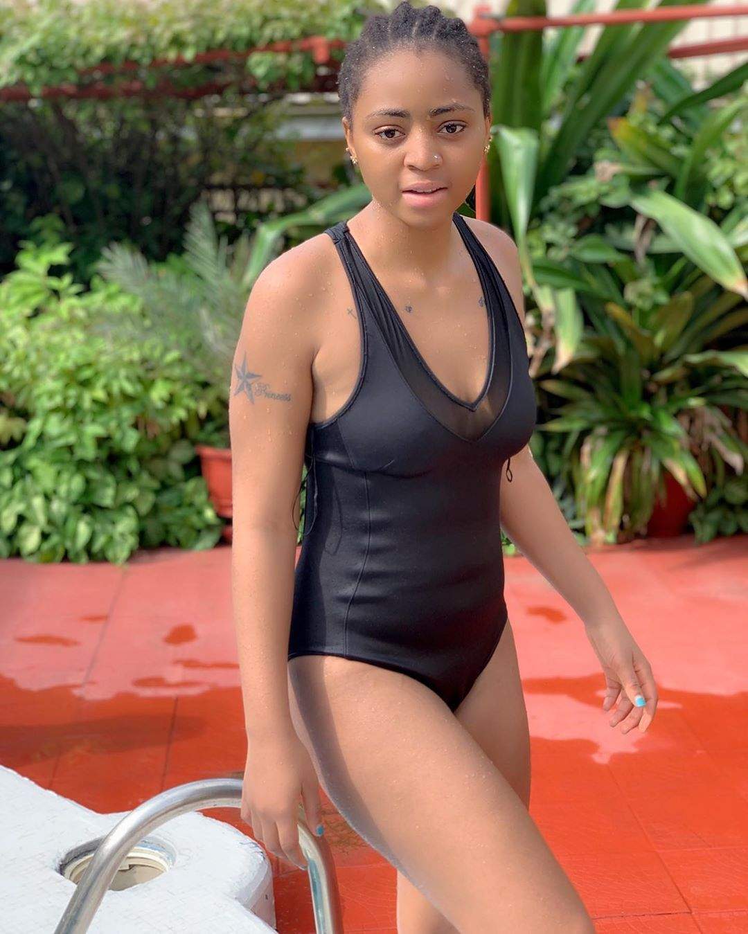 Regina Daniels looking adorable in swimsuit.