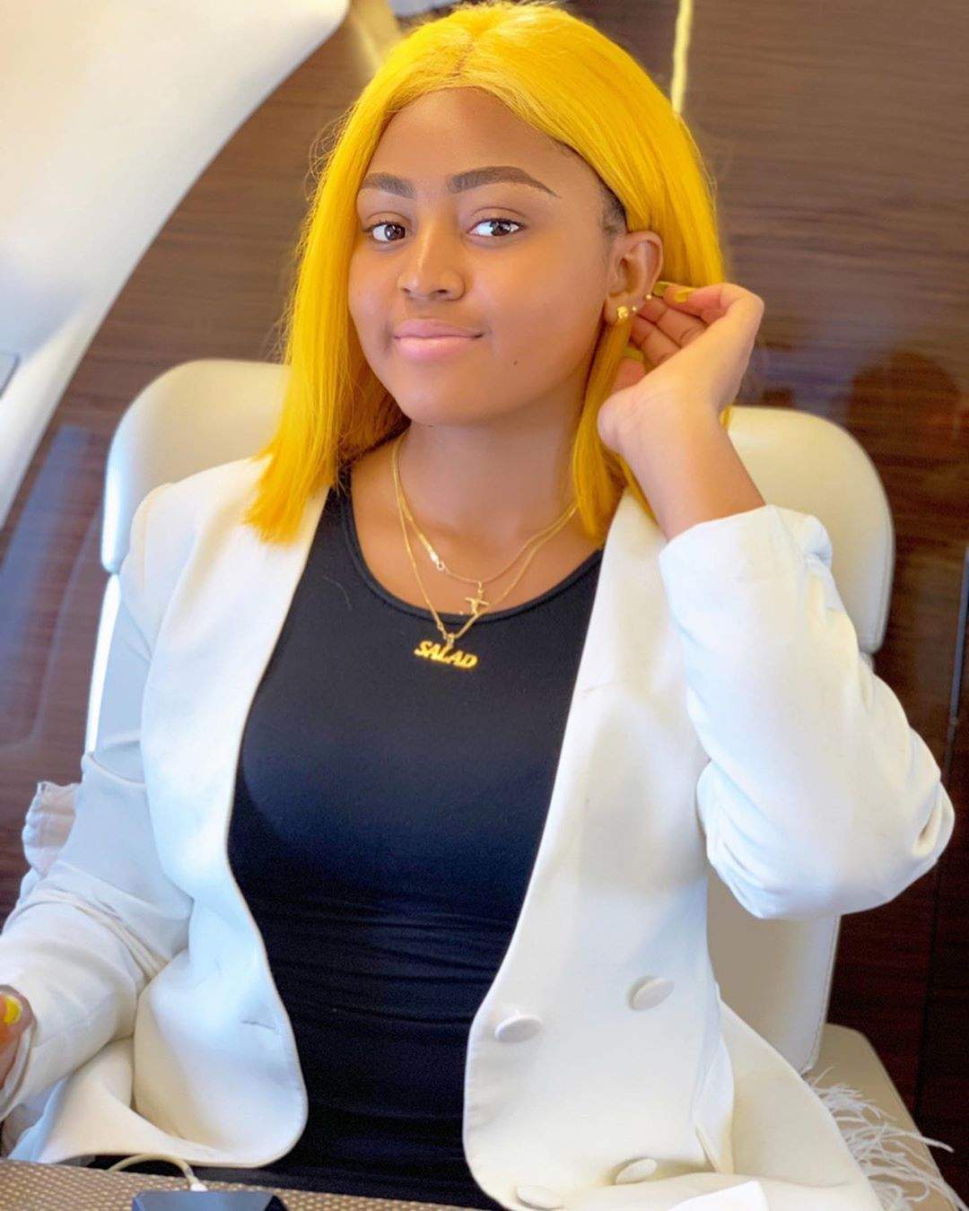 "Simple Girl With Zero Worries" - Regina Daniels Poses In Her Husband's Private Jet