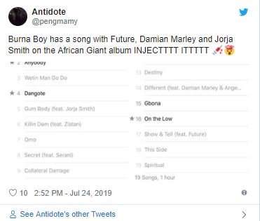 Burna Boy Features Bob Marley's Son And Others In New Album, Fans Reacts